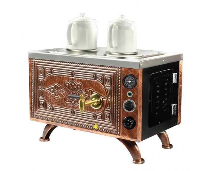 Ateşe Efes Analog 2 Demlikli Retro Çay Kazanı, Elektrikli
