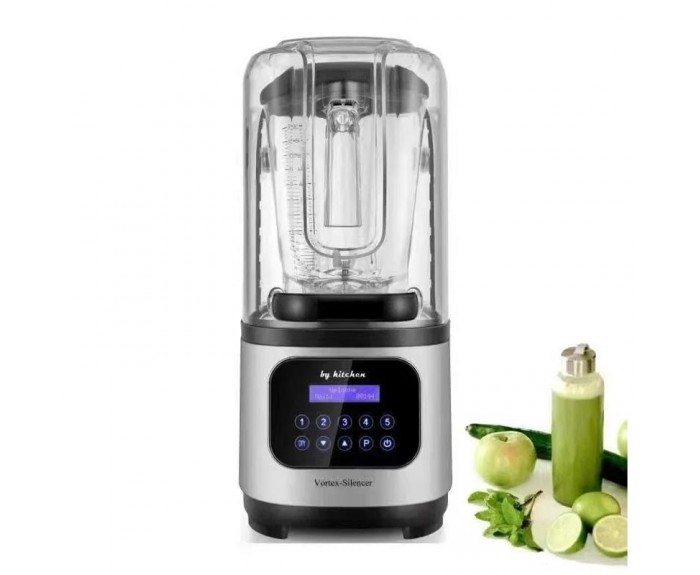 By Kitchen Vortex Silencer Gürültü Önleyici Kapaklı Dijital Bar Blender, 2 L, 1800 W, Gri