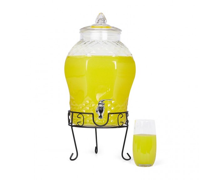 Biradlı GRV-0011 Musluklu Cam Şerbetlik, 10 L