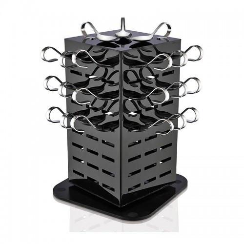 Biradlı GRV-SKS84 Sunum Kaşığı Standı, 84 Adet Kapasiteli, 21x21x40 cm, Siyah