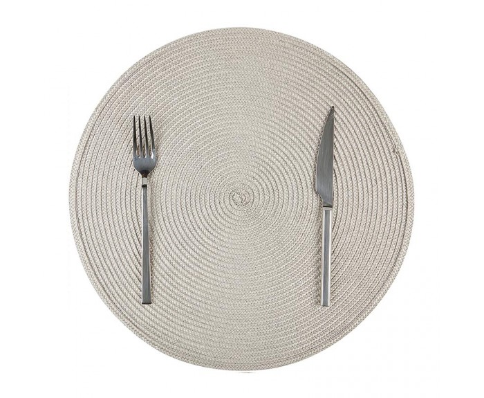 Biradlı BRD-1841 Yuvarlak PVC Amerikan Servis, 38 cm, Bej