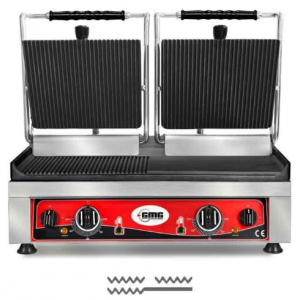 GMG KG 5530 DEG Tost Makinesi Alt Yüzey Yarı Oluk, Üst Yüzey Oluklu, 52x24 cm