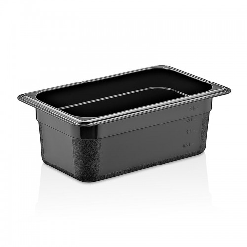 GastroPlast GN1/4-100 mm Polipropilen Gastronom Küvet, Siyah