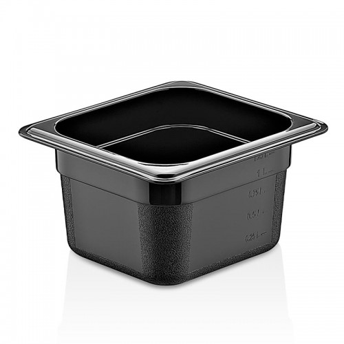 GastroPlast GN1/6-100 mm Polipropilen Gastronom Küvet, Siyah
