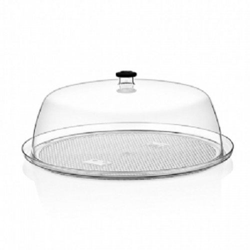 GastroPlast Polikarbonat Yuvarlak Fanus, 35 cm, Siyah Kulplu