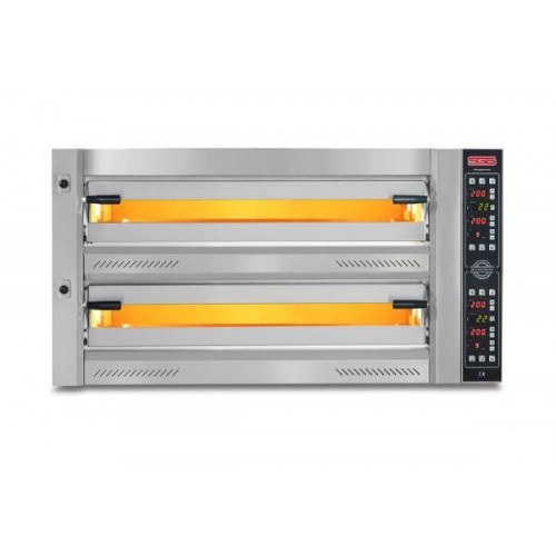 SGS PZ-10575-DE Profesyonel Pizza Fırını, 12 Adet Tava Kapasiteli, Üstten Açılmalı Kapak, Çift Katlı, 16000 W