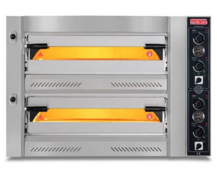 SGS PZ-75105-DE Profesyonel Pizza Fırını, 12 Adet Tava Kapasiteli, Çift Katlı, 16000 W