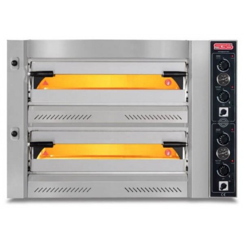 SGS PZ-7575-DE Profesyonel Pizza Fırını, 8 Adet Tava Kapasiteli, Çift Katlı, 12000 W