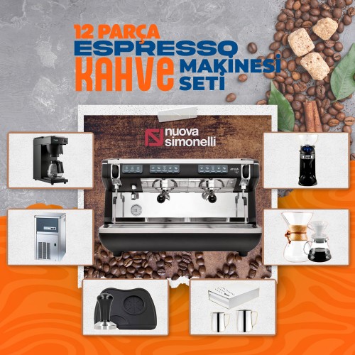 Nuova Simonelli Appia Life II Yüksek Kaşıklı Siyah Tam Otomatik + On İkili Fırsat Paketi