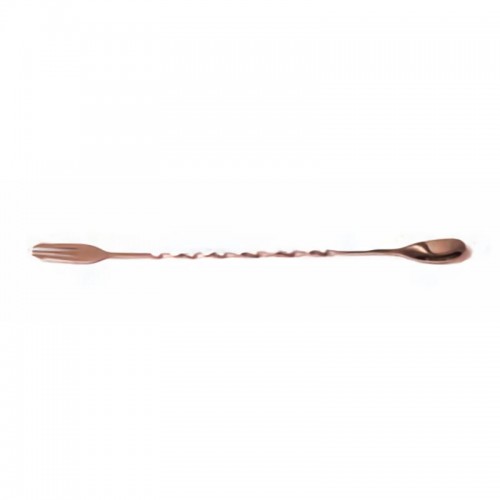 Biradlı BRD-682 Burgulu Çatallı Bar Kaşığı, 33 cm, Bakır