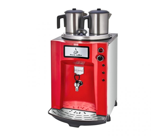 Remta DE11P Premium Jumbo Çay Makinesi, 2 Demlikli,Kırmızı
