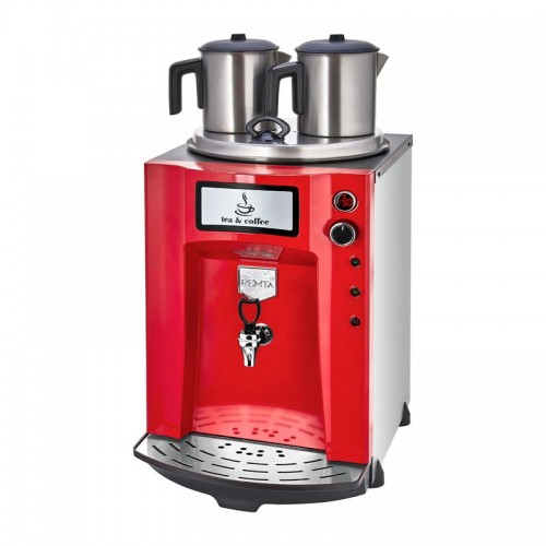 Remta DE11P Premium Jumbo Çay Makinesi, 2 Demlikli,Kırmızı