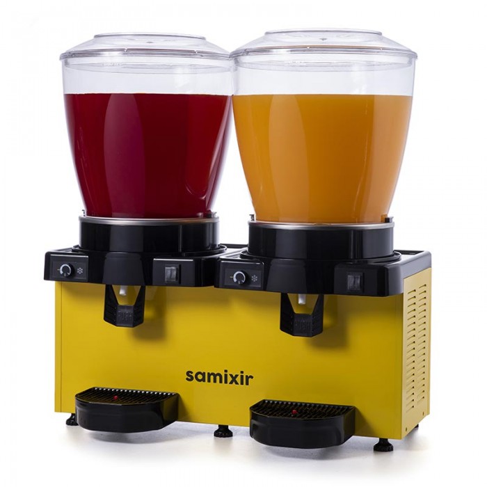 Samixir MM44.AY Panaromik Analog Twin Soğuk İçecek Dispenseri, 22+22 L, Karıştırıcılı, Sarı