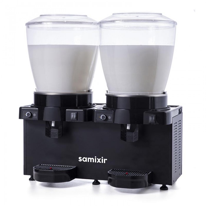 Samixir MM44.AB Panaromik Analog Twin Soğuk İçecek Dispenseri, 22+22 L, Karıştırıcılı, Siyah