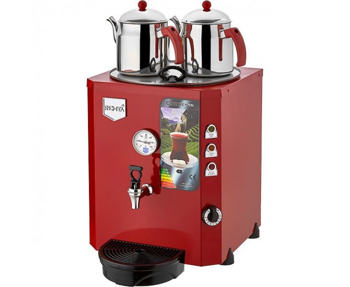 Remta DE11S Jumbo Şamandıralı Çay Makinesi, 2 Demlikli,Kırmızı